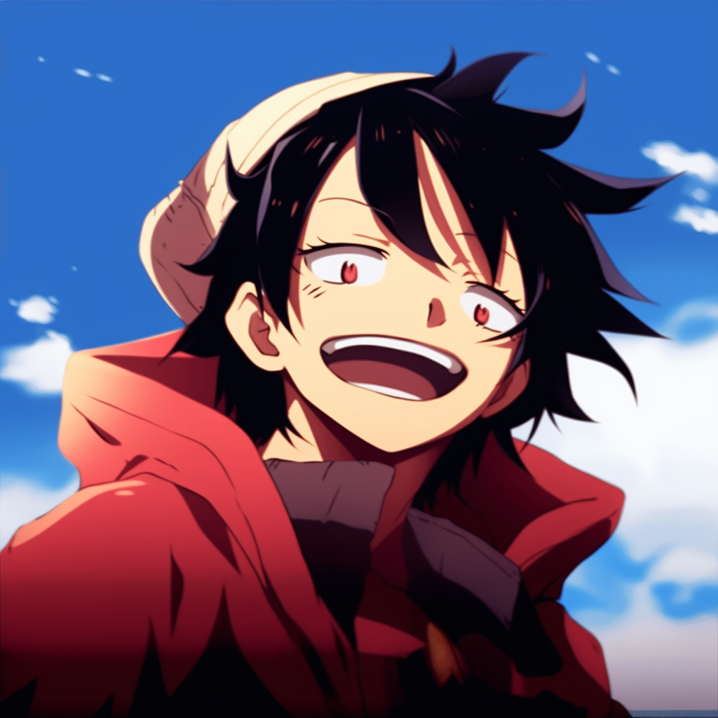 Luffy chuckling, dynamic composition and fine detailing funny anime pfp gif collection