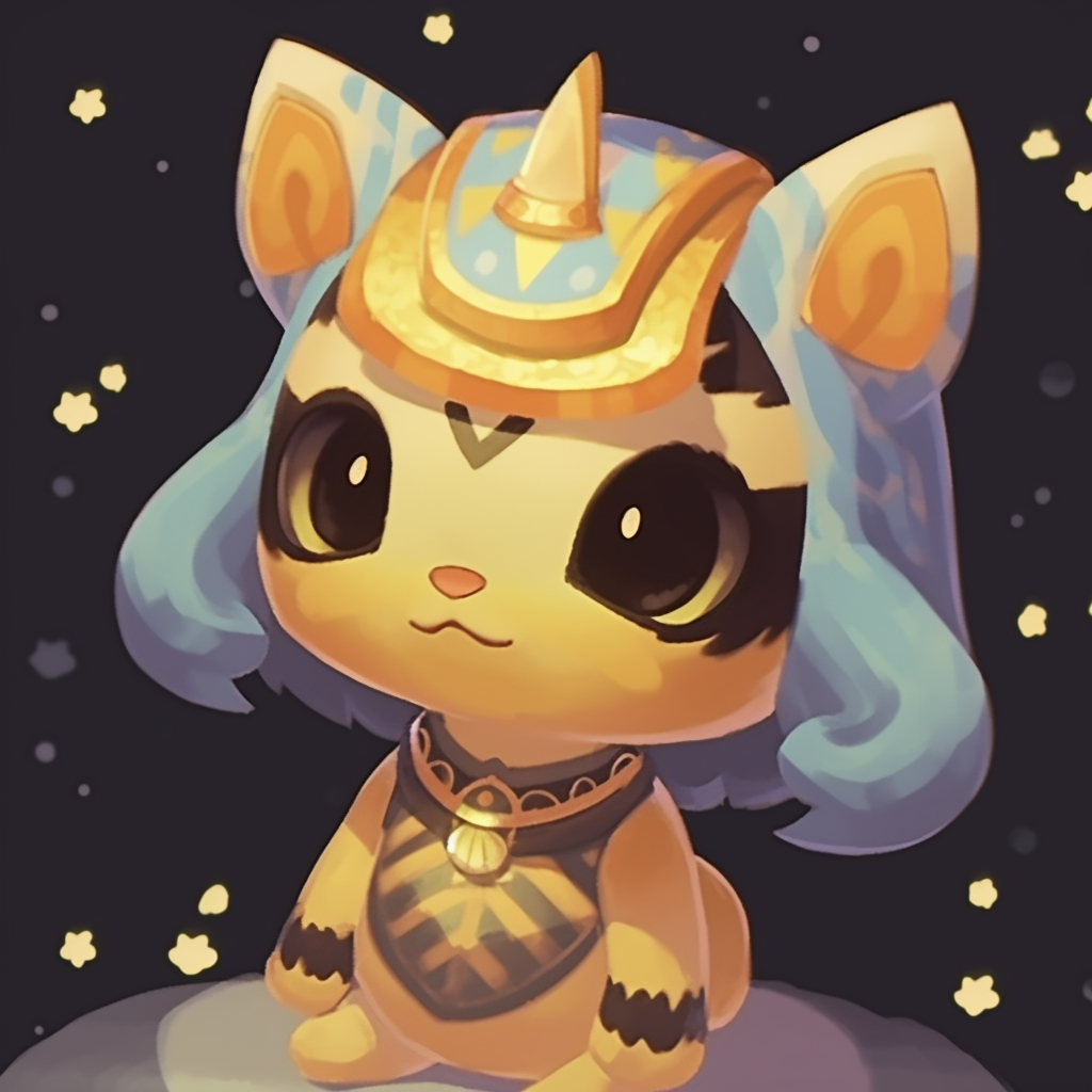 Ankha, the cat villager from Animal Crossing, adorned in her royal, Egyptian-inspired attire. cat-themed animal crossing pfp