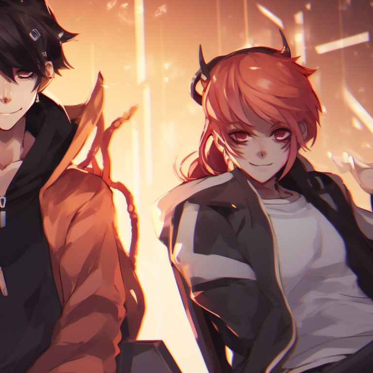 Three characters in gaming chairs, cool lighting, and action poses. trio matching pfp for gaming pfp for discord.