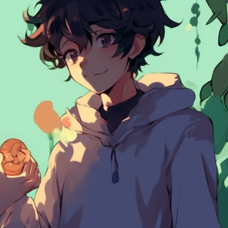 Two characters, surrounded by lush greens, interacting playfully. diverse nature pfp discord collection pfp for discord.