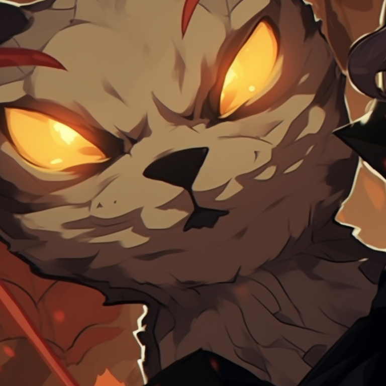 Two characters in beast-inspired costumes, sharp lines and contrasting colors. halloween themed pfp for pairs pfp for discord.