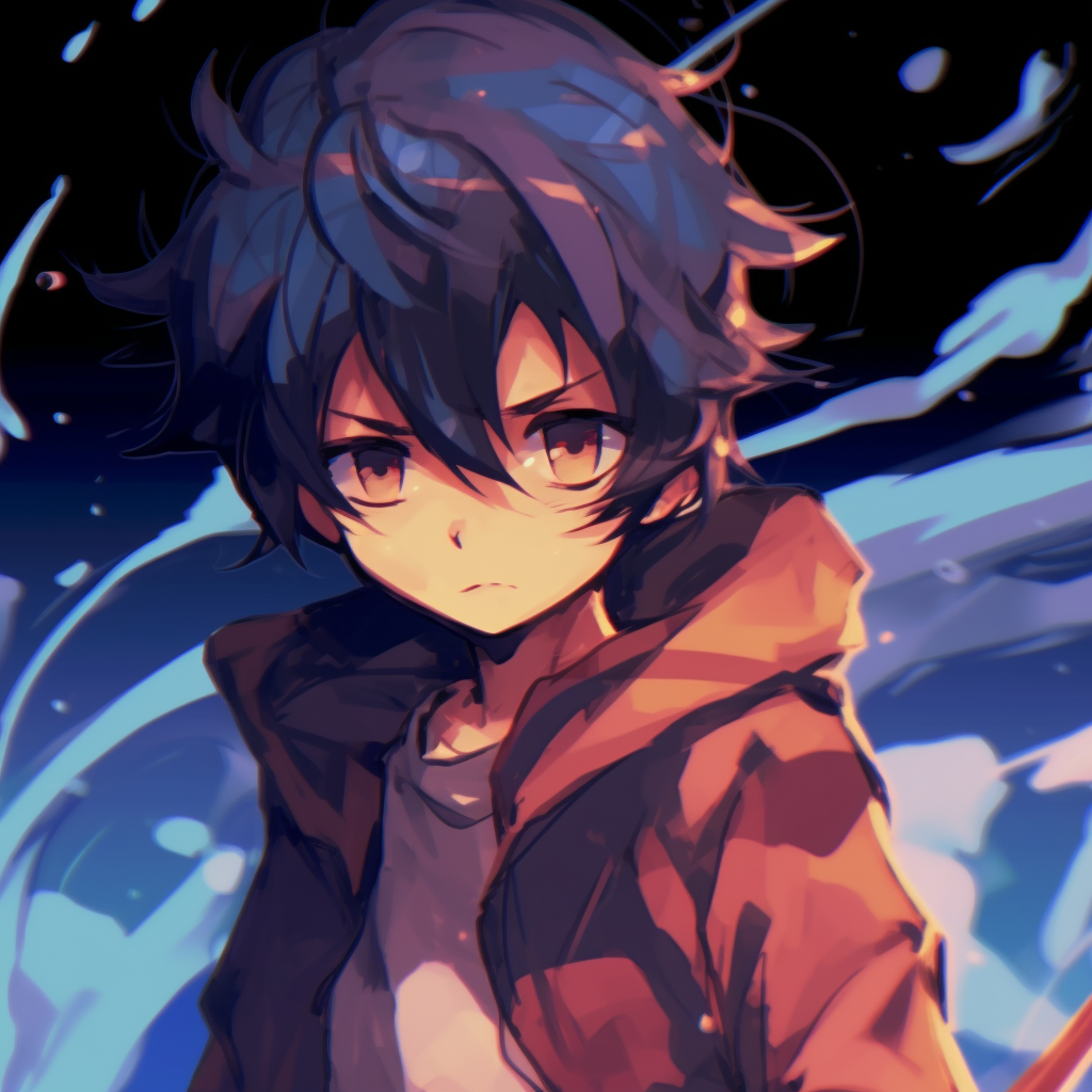 Close-up of anime boy's eye with glint of toughness, excellent shadow play and fine detailing. anime pfp style anime pfp