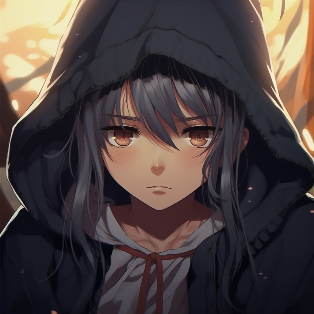 Profile of a somber anime boy, balancing dark and light shades with a grim, subdued palette. sus anime boy pfp imagery