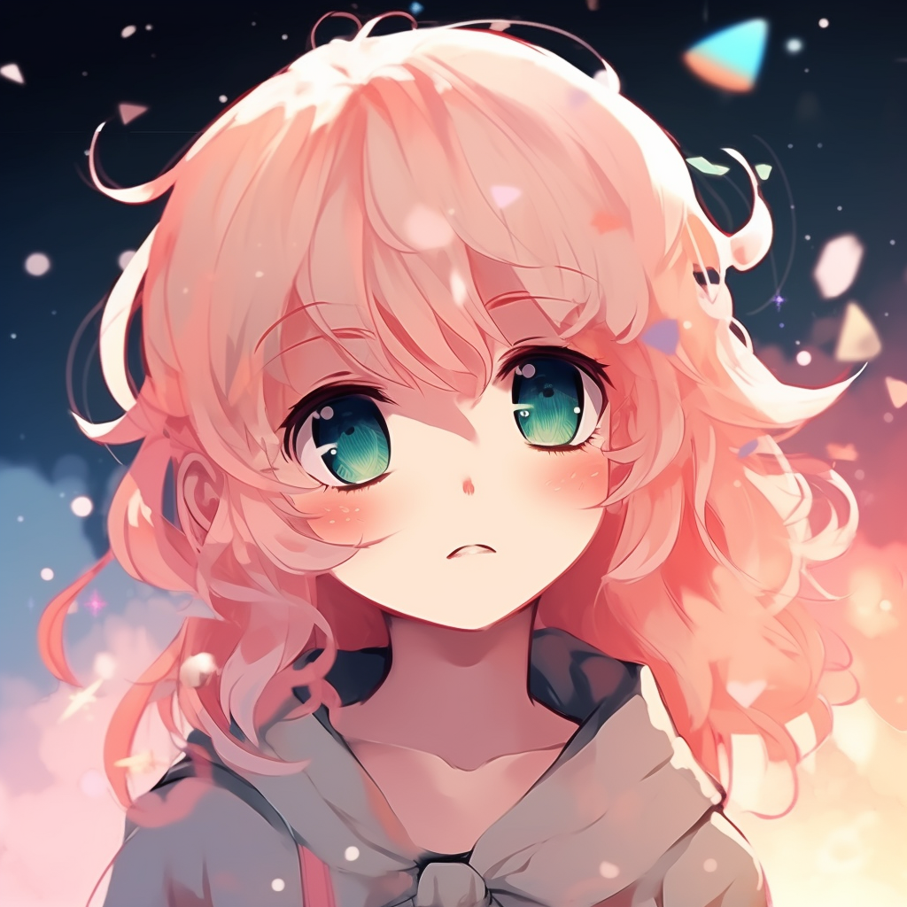 Kawaii girl with pink hair, focus on sweet, youthful design elements. kawaii anime pfp anime pfp