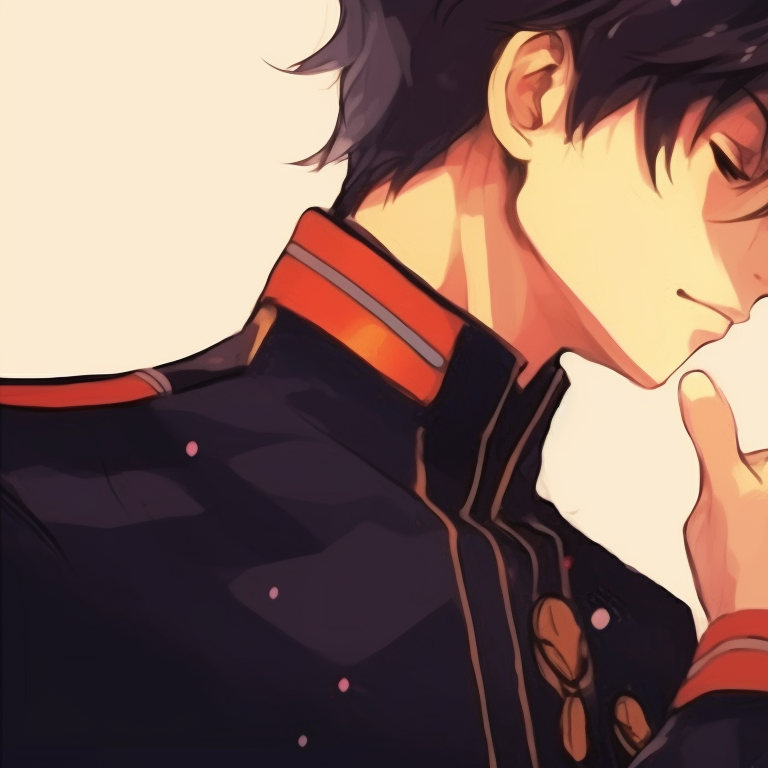 Two male characters looking at each other, cool tones and sharp eyes. matching anime couple pfp pfp for discord.