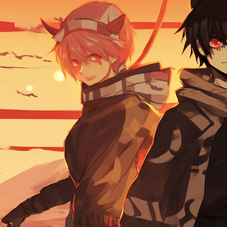 Three characters in futuristic outfits, neon colors and hi-tech backdrop. cool matching trio pfp designs pfp for discord.