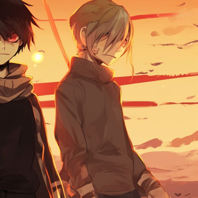 Three characters in futuristic outfits, neon colors and hi-tech backdrop. cool matching trio pfp designs pfp for discord.