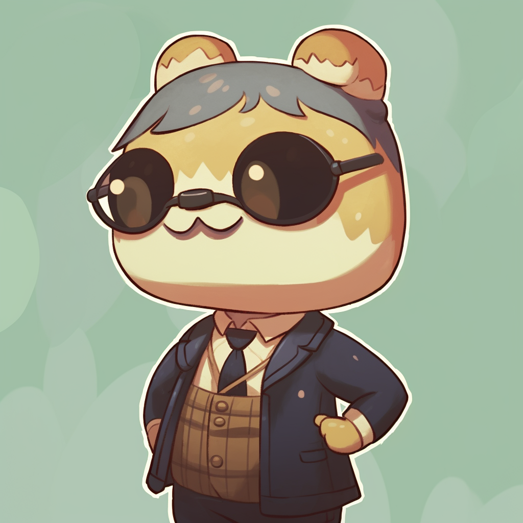 Tom Nook wearing a monocle, with soft shading and detailed linework. tom nook animal crossing pfp