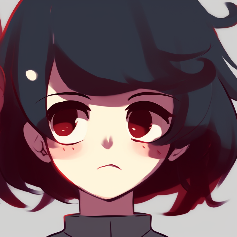 Two memcchi characters, monochromatic tones and minimalist design, one glancing at another. stylish memcchi matching pfp pfp for discord.