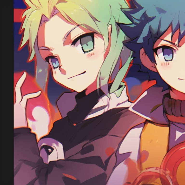 Four cartoon-based characters, bright colors and bold outlines, in a group pose. cartoon-based matching pfp for 4 friends pfp for discord.