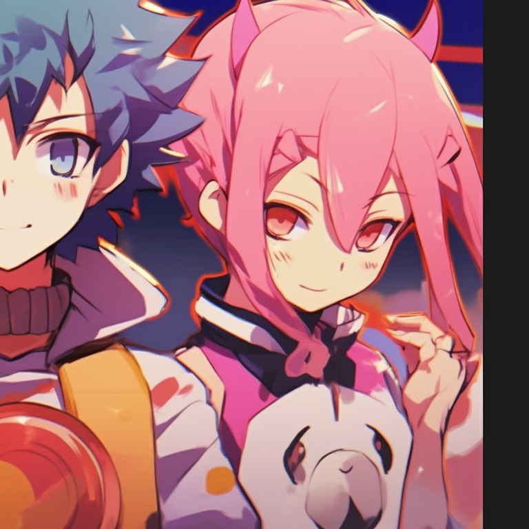 Four cartoon-based characters, bright colors and bold outlines, in a group pose. cartoon-based matching pfp for 4 friends pfp for discord.