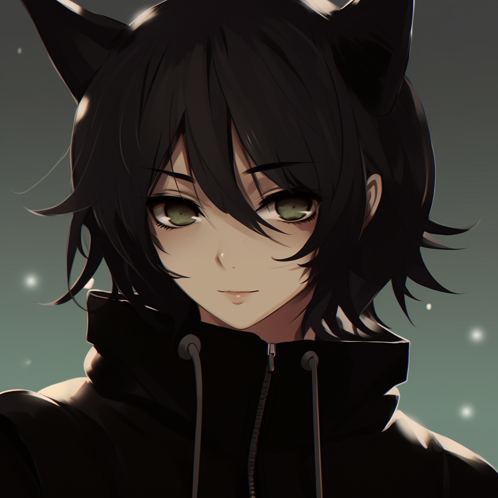 Anime character with black hair and cat ears, enhancing contrast creative black pfp anime pfp for discord.