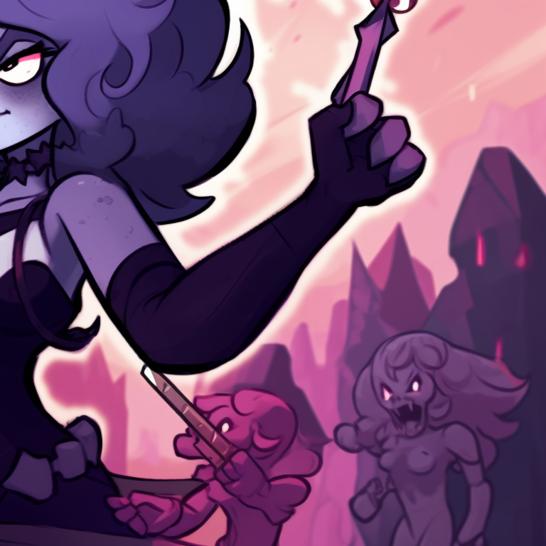 Rose Quartz hauntingly portrayed as a mystical entity, adorned in flowing robes with the visual elements focusing on supernatural thematic cues. halloween themed steven universe profile pictures pfp for discord.