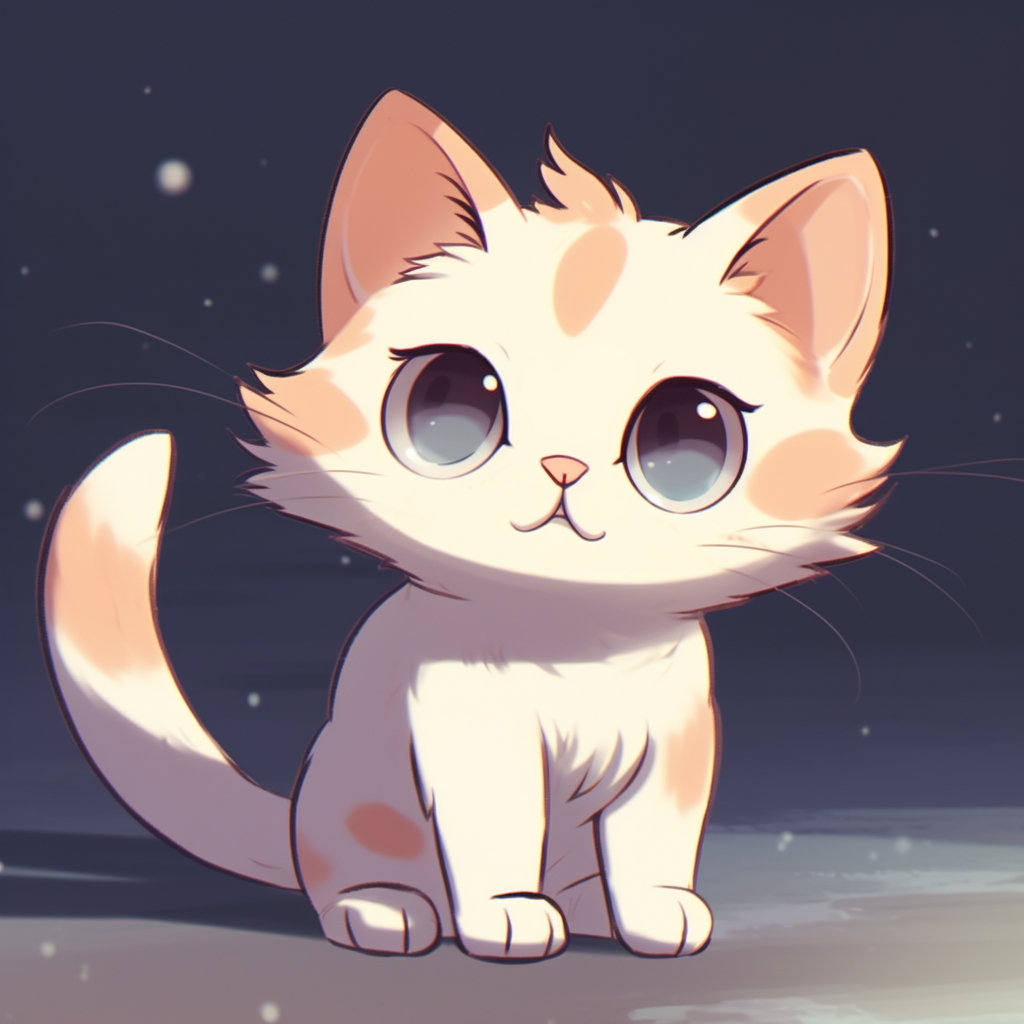 Anime cat PFP exhibiting warm hues, prominent blushing cheeks and soft lines. wondrous anime cat pfp