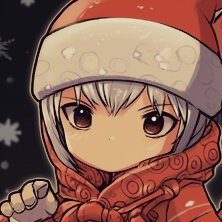 Two characters in battle stances, ninja attire themed with Christmas colors. naruto themed matching christmas profile pictures pfp for discord.