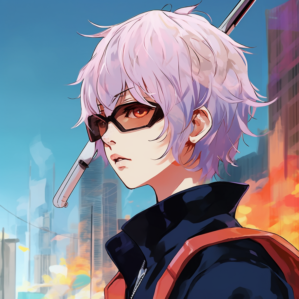 Anime character featuring an illuminating cityscape reflection in her eyes, possessing bright and vivid colors. vibrant anime pfp cool pfp for discord.
