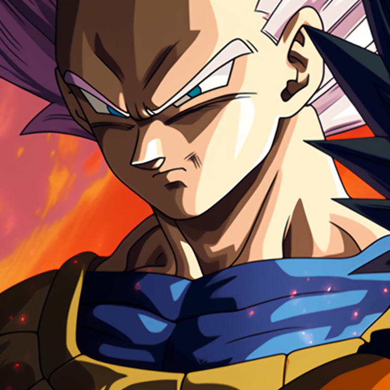 Close-up of Goku and Vegeta, concentrated gazes, sharp lines and detailed features. best goku and vegeta matching pfp pfp for discord.