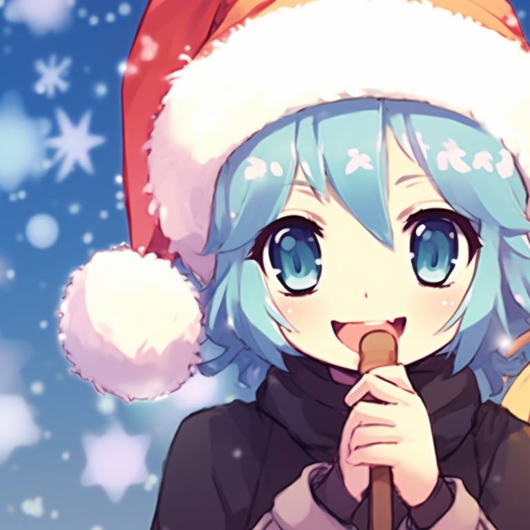 Two characters exchanging gifts, warm lights and festive colors, cozy Christmas setting. whimsical matching gif christmas pfp pfp for discord.