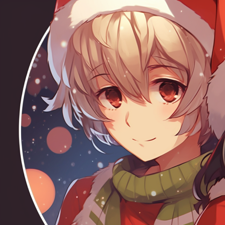 Two characters embracing under falling snowflakes, displaying a cool color palette and intricate facial expressions. fascinating matching cute aesthetic christmas pfp options pfp for discord.