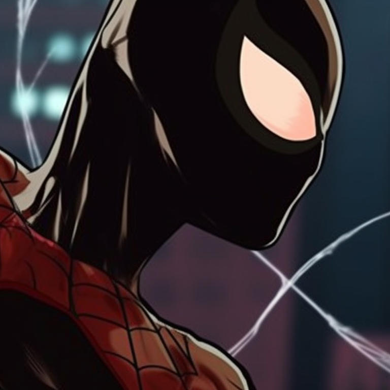 Spider-Man and Spider-Woman, hanging upside down, a playful perspective highlighting their matching poses and costumes. creative ideas for spider man matching pfp pfp for discord.