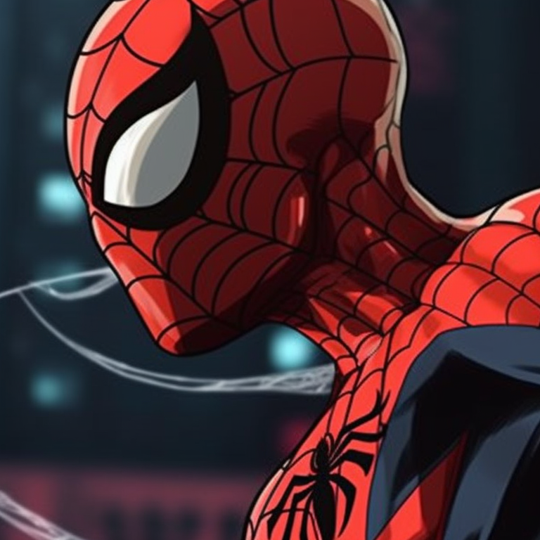 Spider-Man and Spider-Woman, hanging upside down, a playful perspective highlighting their matching poses and costumes. creative ideas for spider man matching pfp pfp for discord.