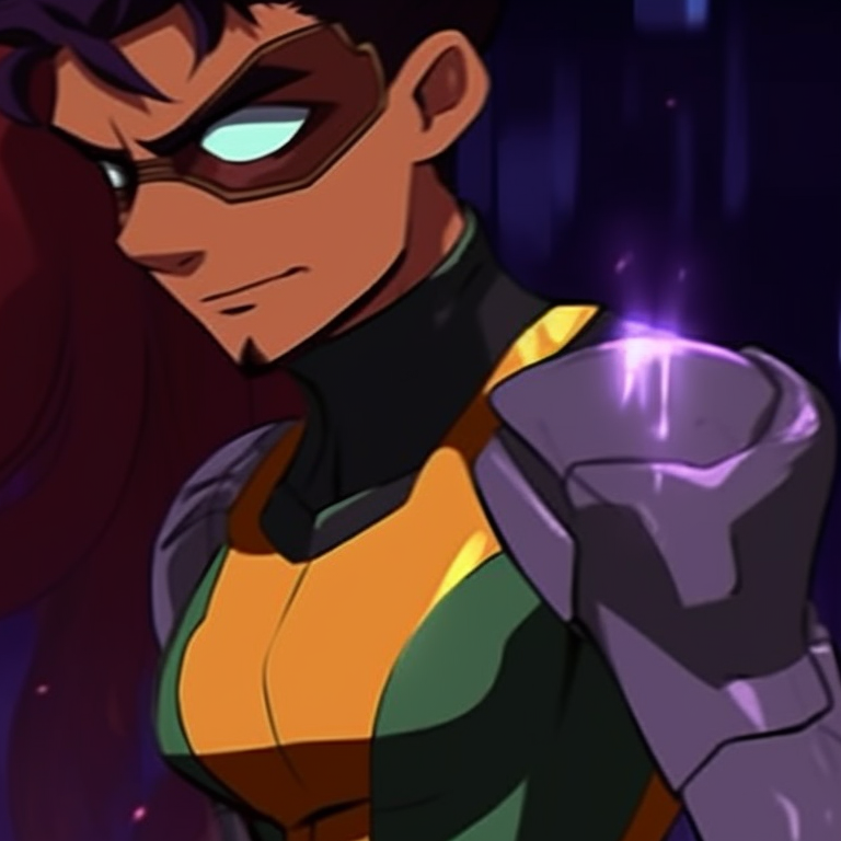 Robin and Starfire sharing an intimate moment at sunset, soft glow and pastel colors. teen titans robin and starfire matching pfp pfp for discord.