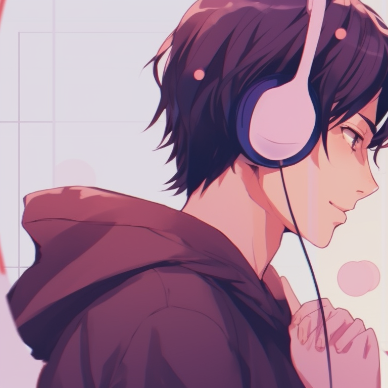 Two characters intertwined with internet symbols, cartoon anime style with bright colors. modern matching pfp for tech-savvy couples pfp for discord.