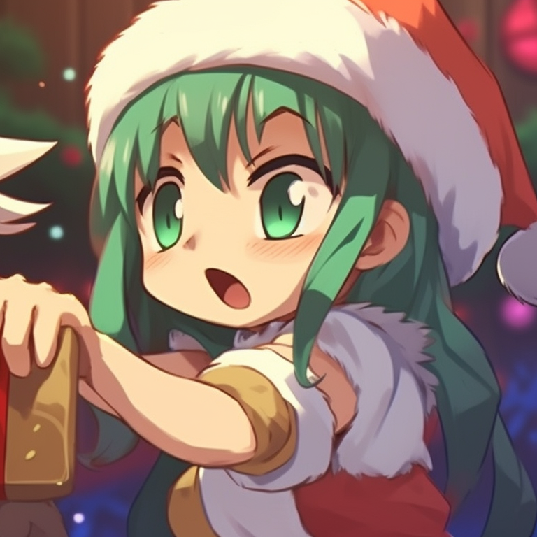 Two characters dressed as Santa, stark contrast with the snow backdrop, sizing each other up. matching christmas meme pfp ideas pfp for discord.