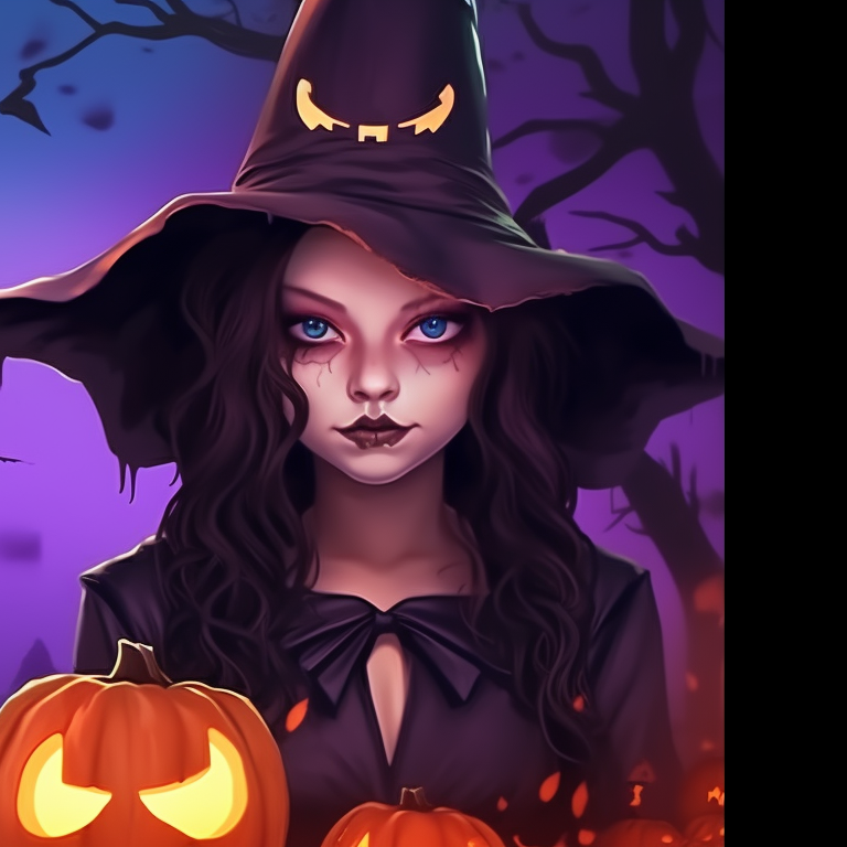 Close-up of two characters, their eyes glowing under the shadow of their hats. halloween theme matching pfp creation pfp for discord.