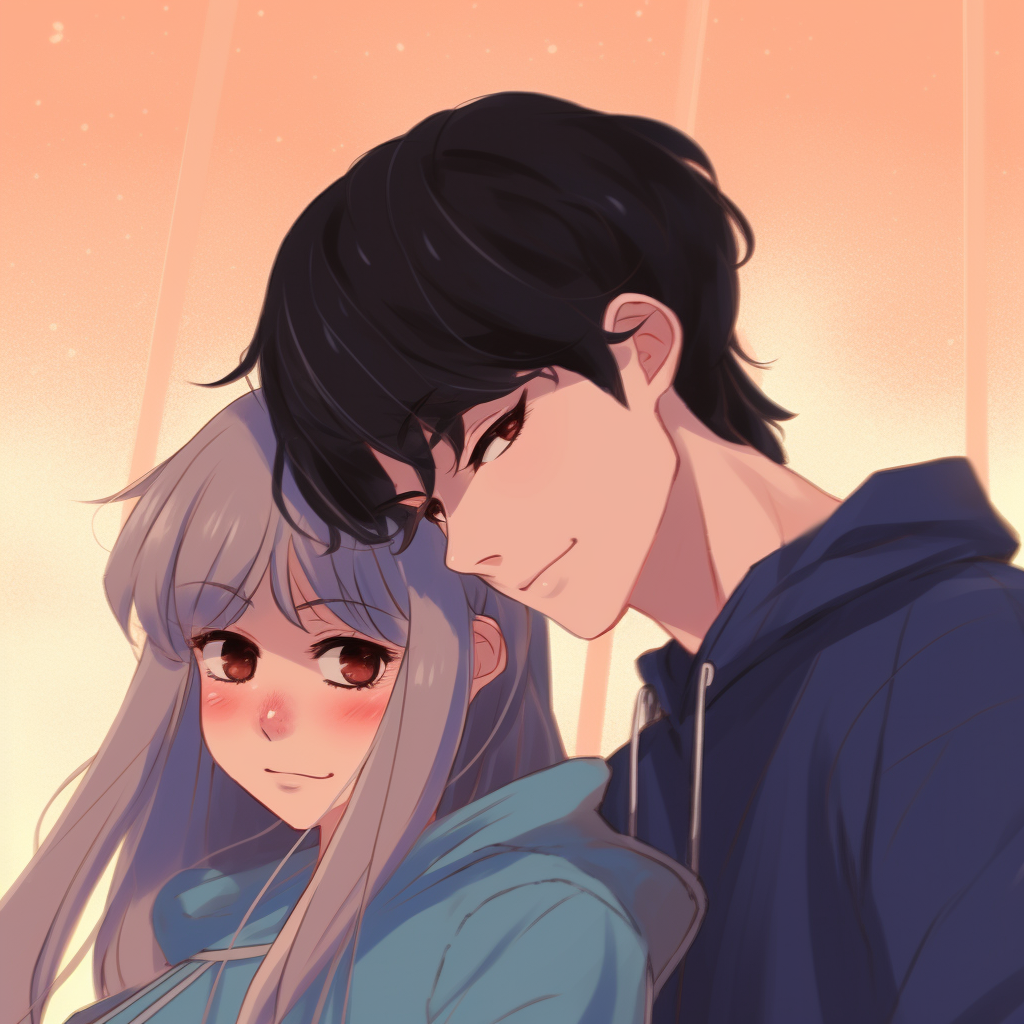 Close-up of the couple's connected hands, detailed drawn fingers and pastel colors. premium anime pfp couple aesthetic pfp for discord.
