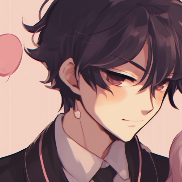 Two kawaii anime characters, pastel color palettes, sharing a cotton candy. kawaii anime matching pfp couple pfp for discord.