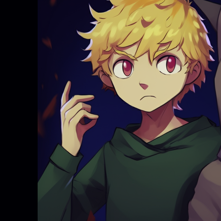 Tweek and Craig hiding in the shadows, stark contrast and bold lines exaggerating their expressions. tweek and craig halloween theme pfp ideas pfp for discord.