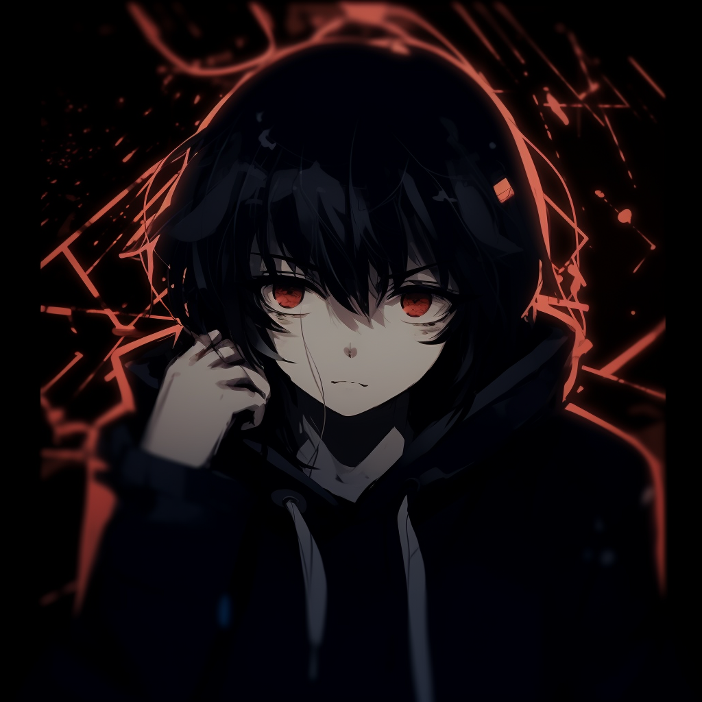 Profile of an sinister anime boy, intricate detailing with focus on his malevolent smirk. mysterious dark anime pfp boy