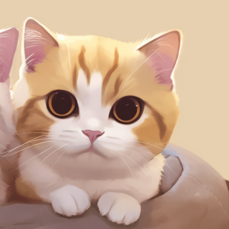 Close-up of two kitten characters playing with a ball of yarn, detailed textures and vivid colors. cute cat matching pfp pfp for discord.