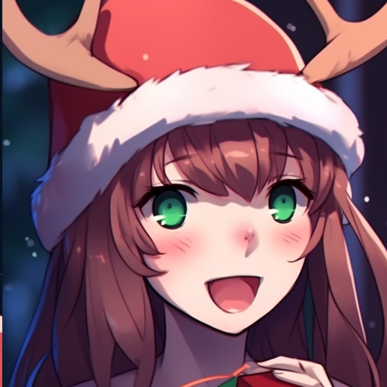 Two characters in cozy winter clothing, muted colors and an intimate pose. matching cool christmas pfp ideas pfp for discord.