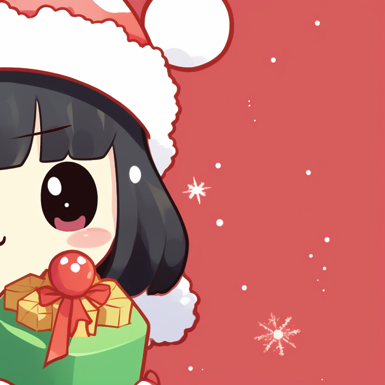 Two characters bundled up in winter attire, warm hues and romantic undertones. matching christmas sanrio pfp videos pfp for discord.