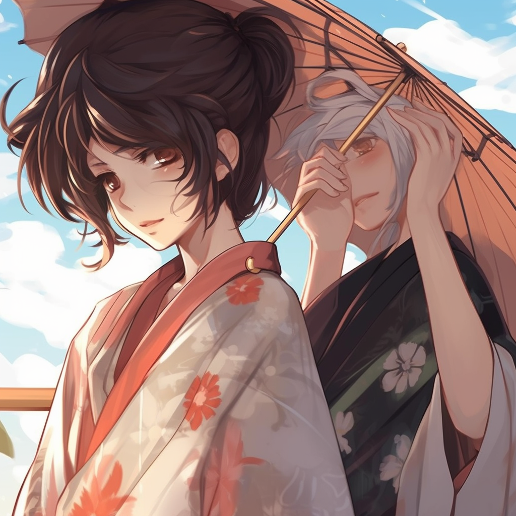 Close-up profile of a female anime character with pastel-colored hair, eyes and flower accessories. female anime pfp matching