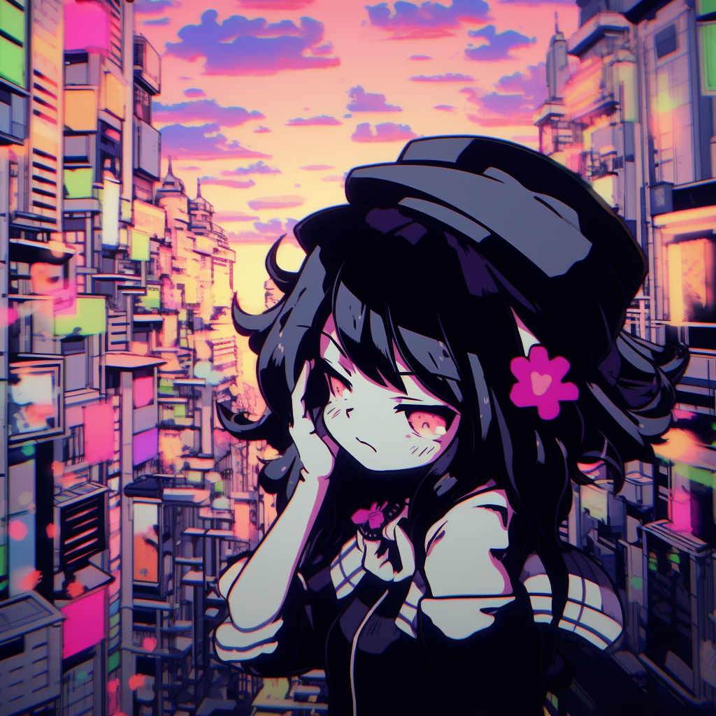 Anime cityscape during night time illustrating vibrant lights and modern architecture. examples of aesthetic anime pfp anime pfp