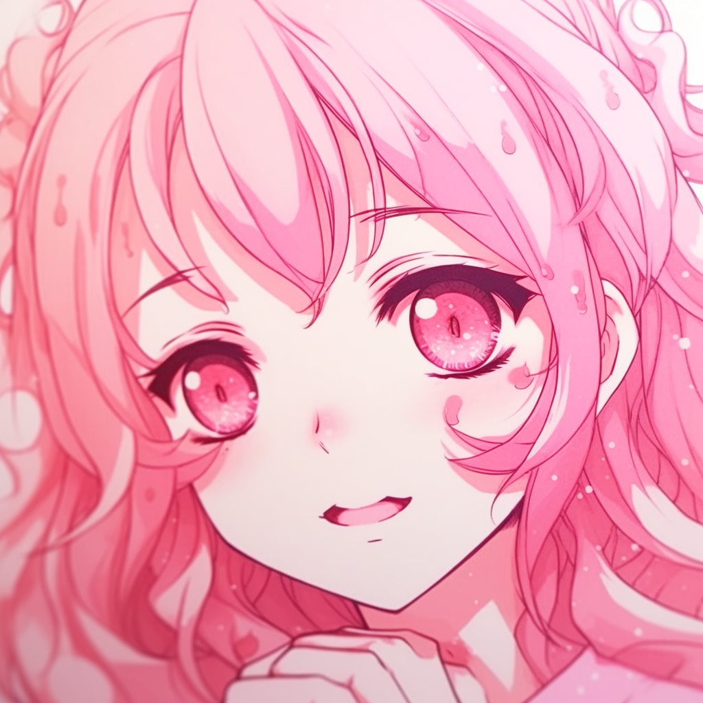 Inspired by classic shojo manga, finely detailed expressions and emphasis on eyes. classic pink anime pfp styles