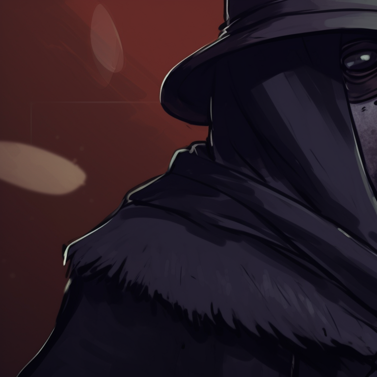 Two plague doctors hanging up stockings, bold lines and bright color accents. matching plague doctor pfp festive season pfp for discord.