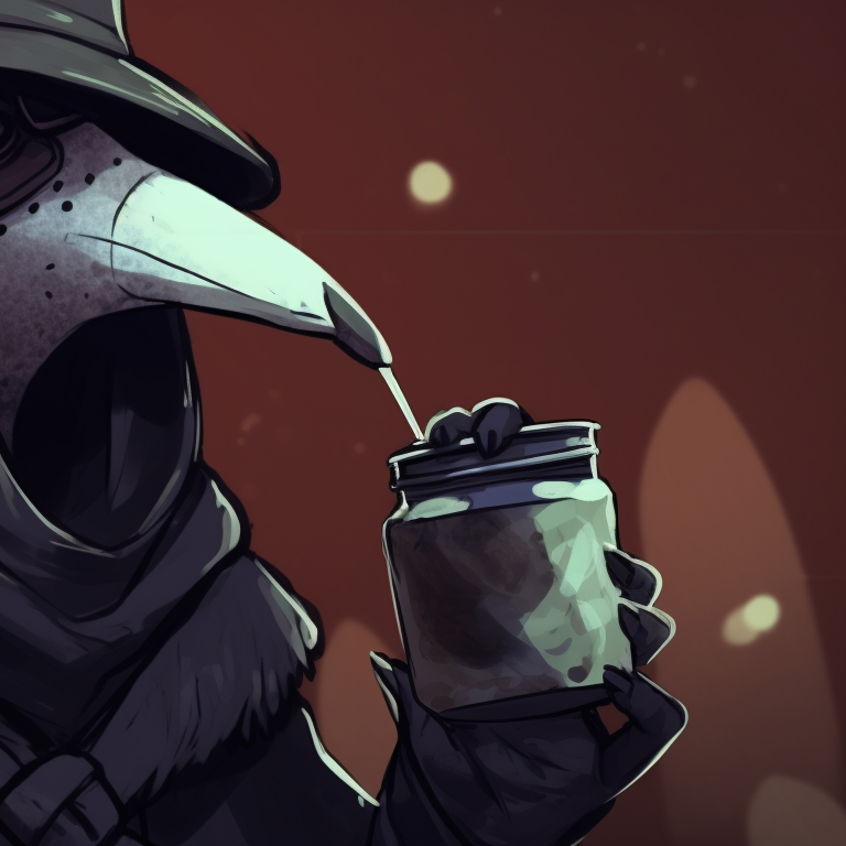 Two plague doctors hanging up stockings, bold lines and bright color accents. matching plague doctor pfp festive season pfp for discord.