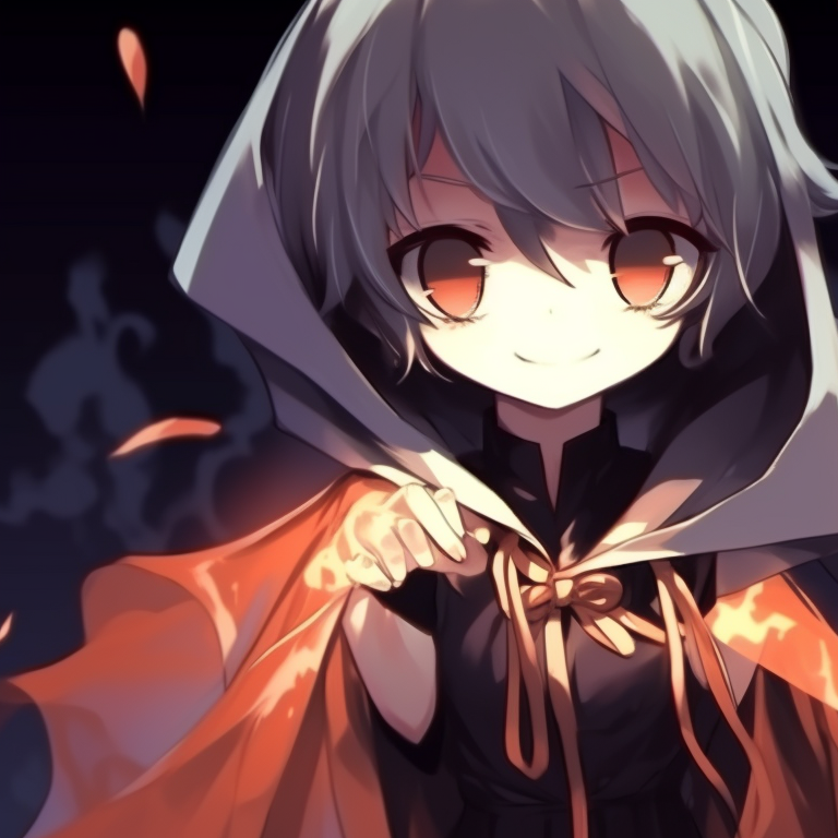 Two characters dressed in ghostly costumes, eerie glow around them. anime halloween matching pfp themes pfp for discord.