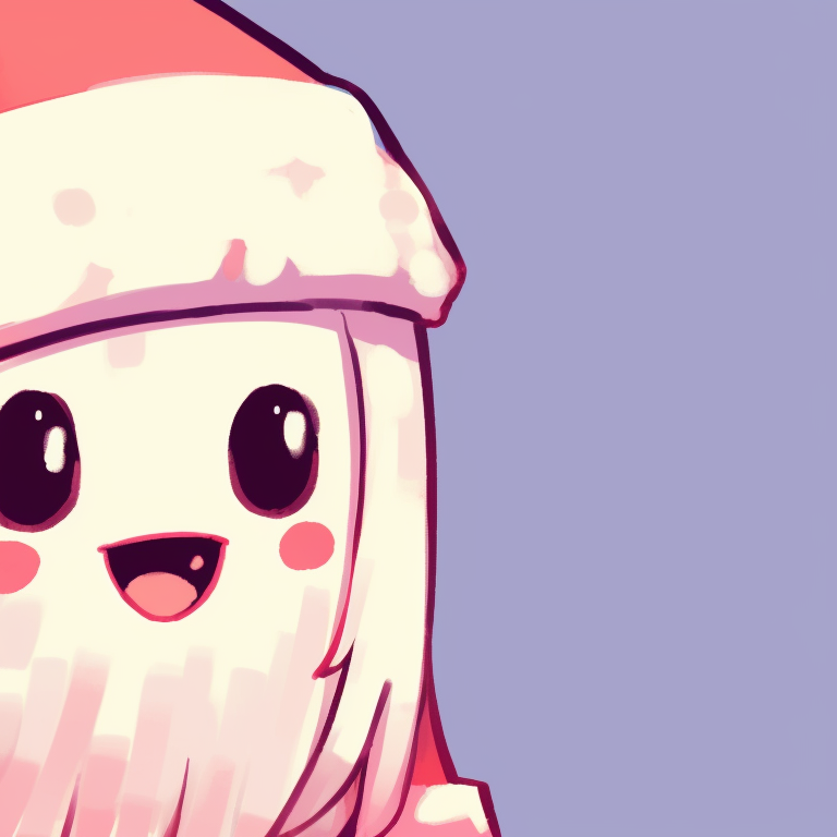 Two ghost characters, red and white theme, detailed outfits, sitting on a sleigh under mistletoe unique matching cute ghost christmas pfp pfp for discord.