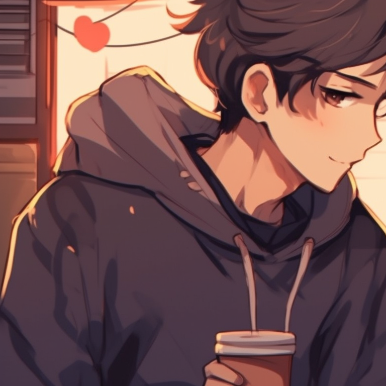 Two characters looking at each other with intertwined hands, muted colors and detail on emotions discord matching pfp for friends pfp for discord.