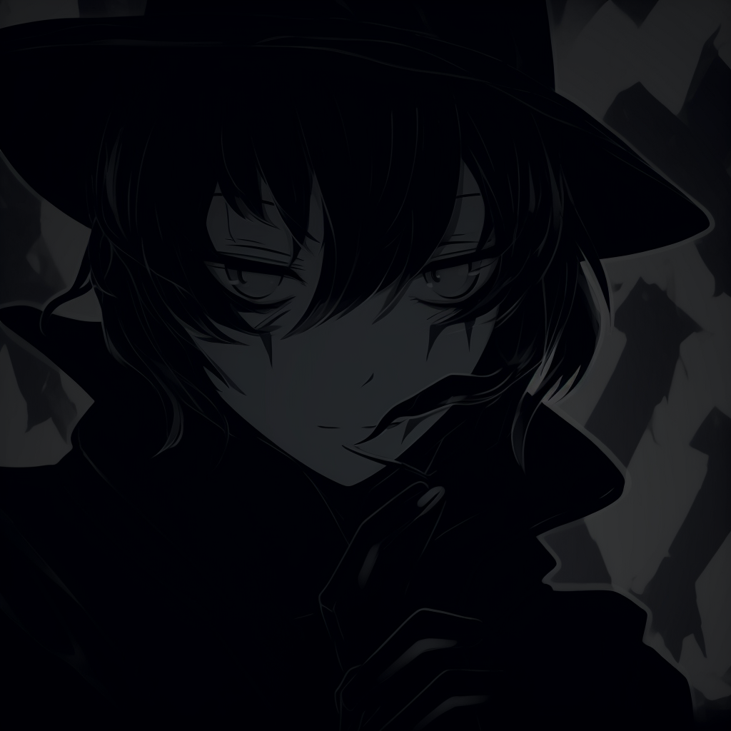 An anime character captured amidst a gloomy and cloudy background with strong contrast anime pfp dark aesthetic style pfp for discord.
