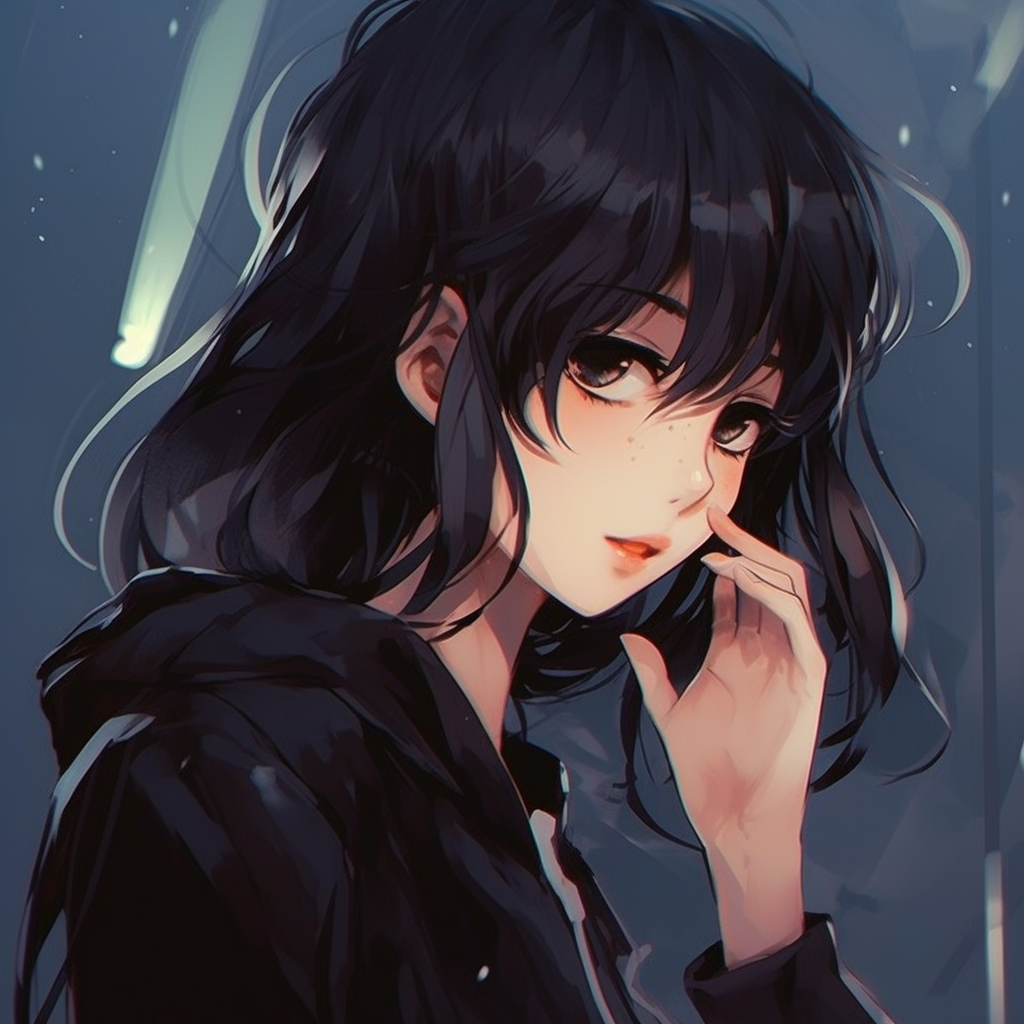 Anime girls under the moonlight displaying intricate patterns and bold lines. anime matching pfp for girlsHD, free download