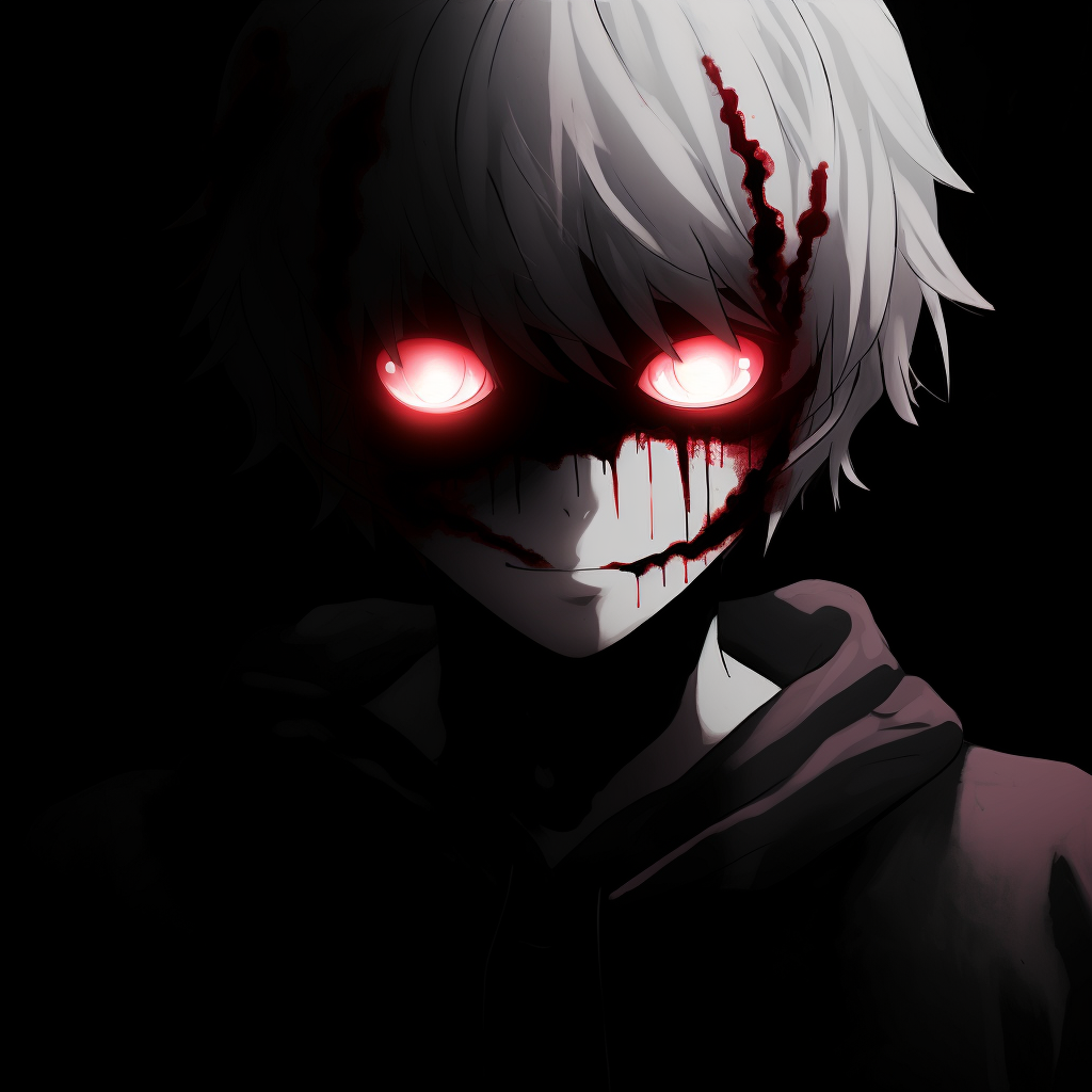 Kaneki showcasing fear, exquisite shading and detailed linework. scary anime pfp for boys pfp for discord.