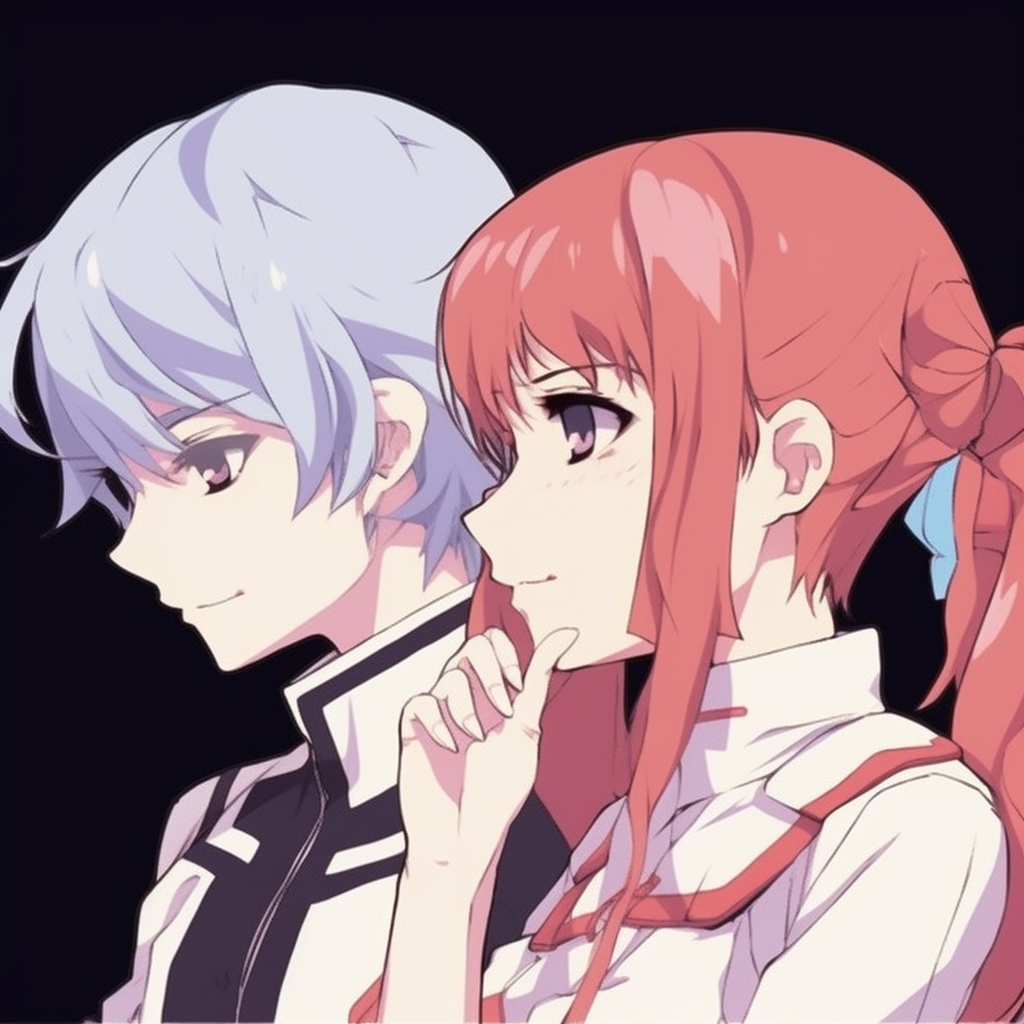 Profile picture featuring the Eva Units, mechanical details and dark tones. classic anime matching pfp for best friends