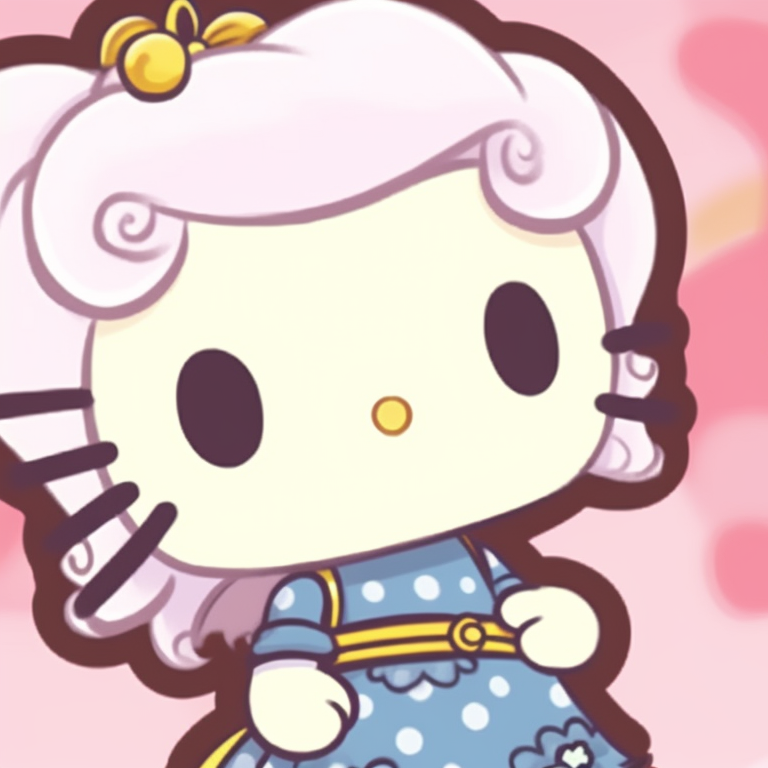 Two cheering Hello Kitty characters, festive feel with vibrant colors and confetti detail. creative matching hello kitty pfp pfp for discord.
