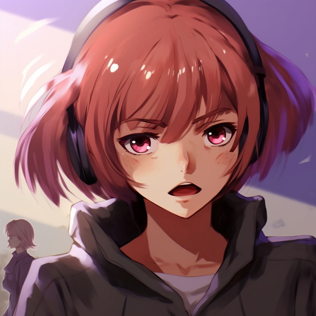 Character depicting exaggerated frustration, use of dynamic poses and strong hues. anime pfp funny expressions pfp for discord.